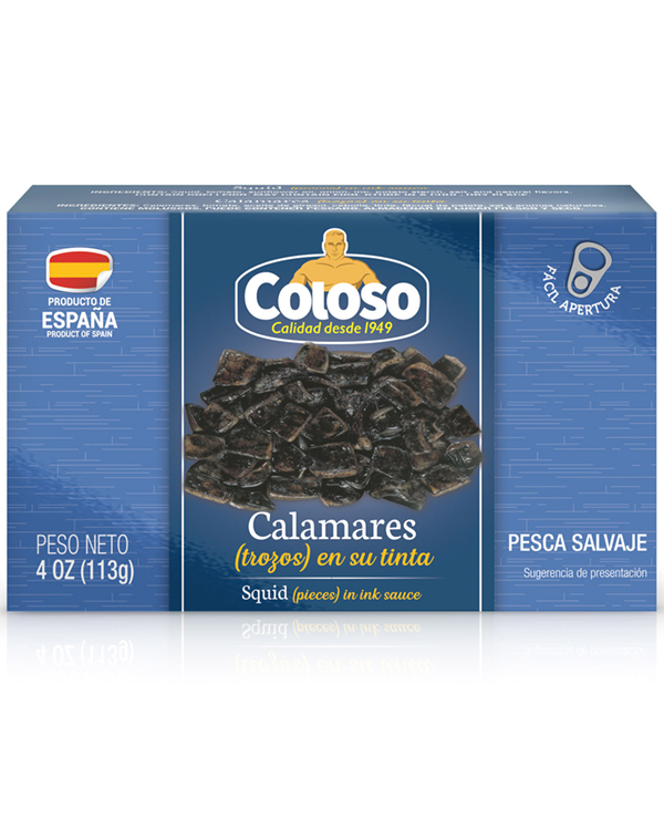 Calamares en trozos en su tinta