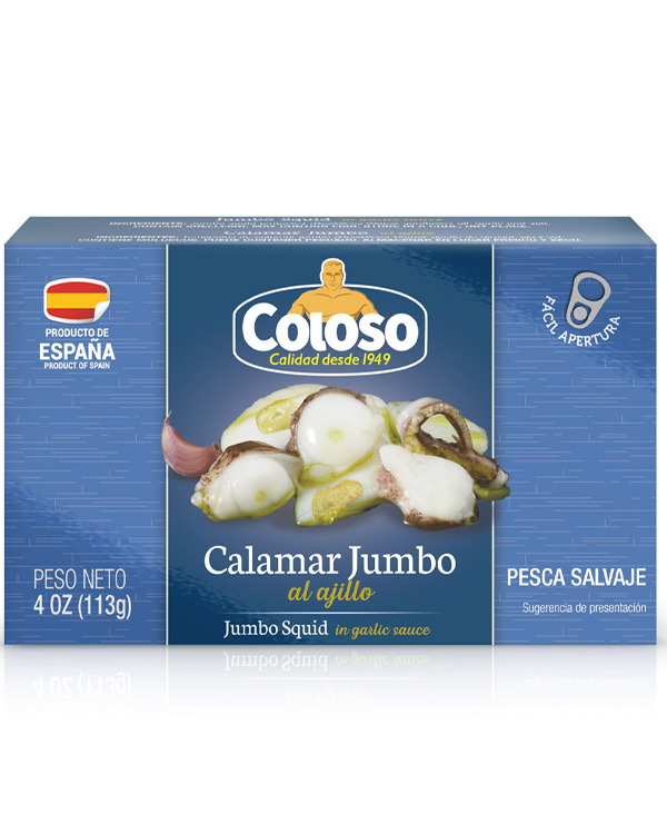 Tentaculos de calamar estilo pulpo al ajillo